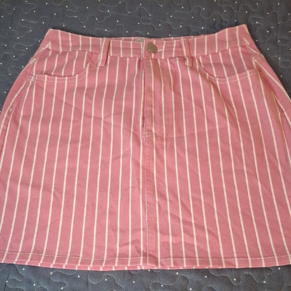 Victor Glemaud Pink and White Striped Mini Skirt size 6